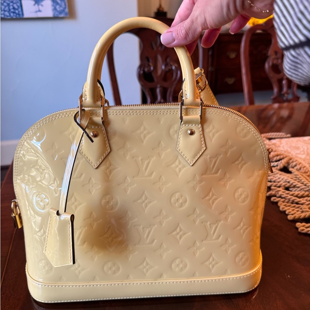 Louis Vuitton Yellow Satchel with Gold Accents